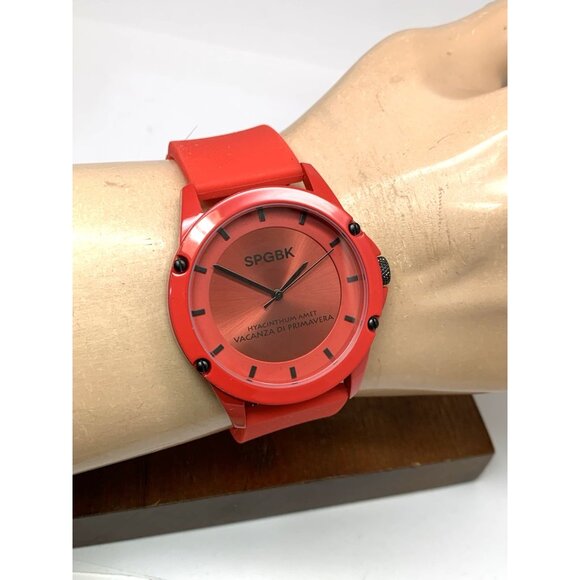SPGBK Men's Watch 1800 Foxfire Quartz Red Dial Rubber Strap 42mm - Picture 10 of 12